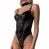 Women’s Mesh Splicing Leather Shaping Nightclub Backless Outfit